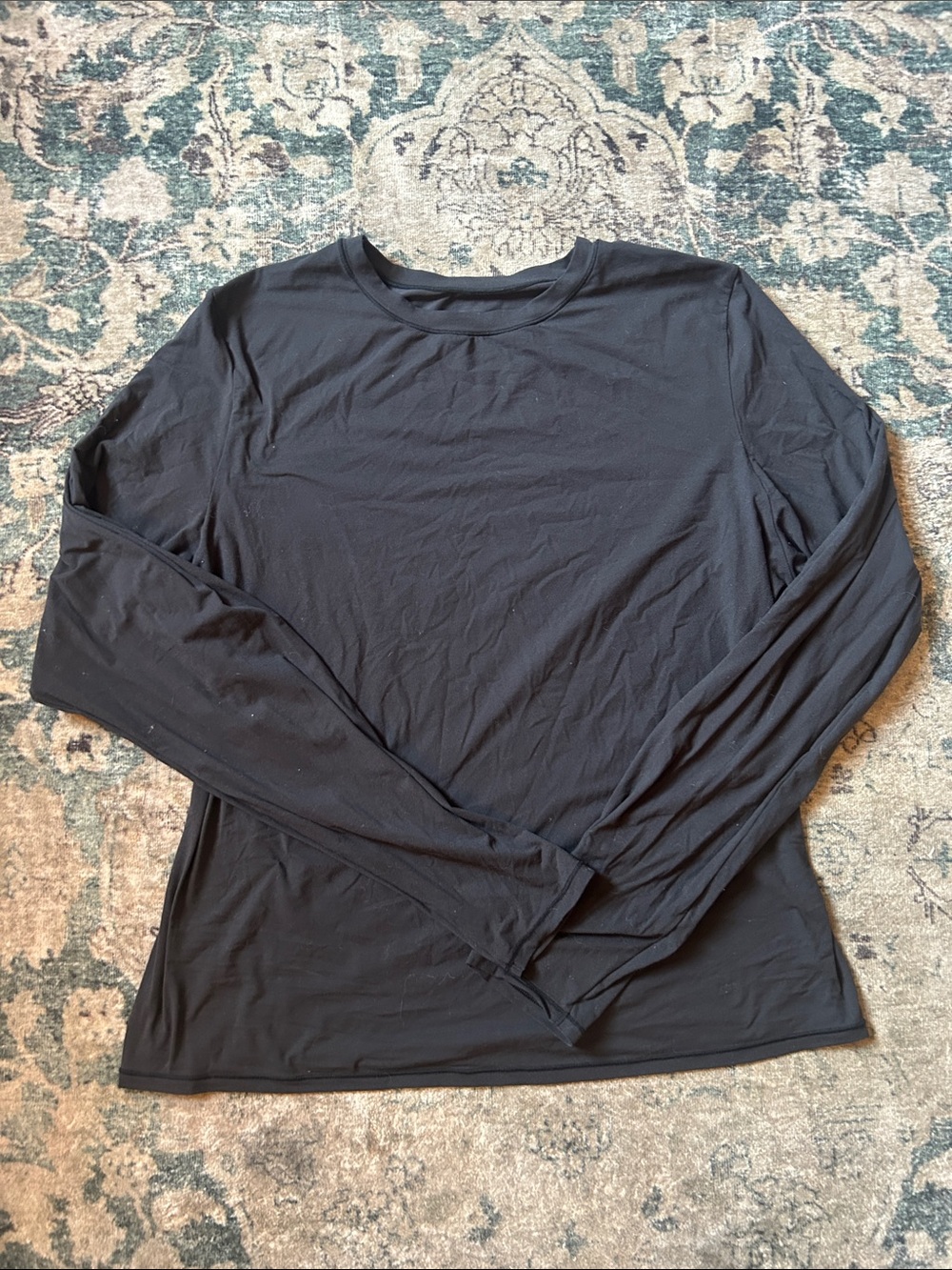 SKIMS Black Long-Sleeve Crew Neck Top
